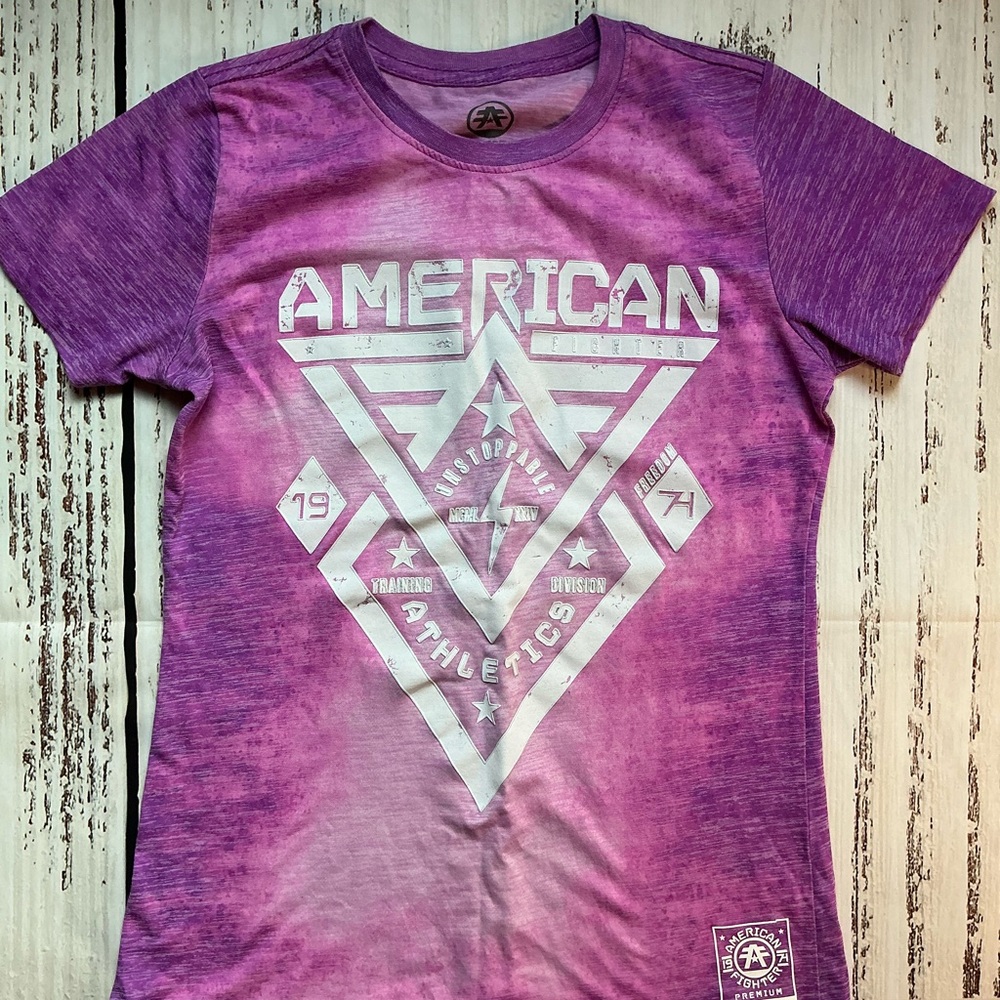 American Fighter Purple Short Sleeve Tee Geometric Design